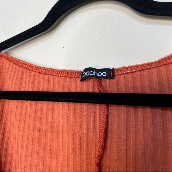 BOOHOO Rust Wrap Front Fall Dress - Picture 3 of 6